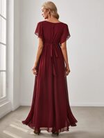 Ever-Pretty V-Neck Ruffle Sleeve Chiffon Bridesmaid Dress