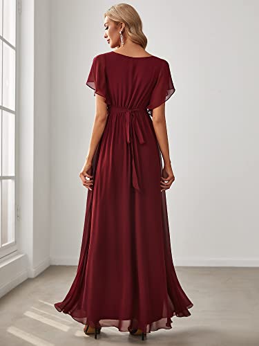 Ever-Pretty V-Neck Ruffle Sleeve Chiffon Bridesmaid Dress