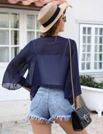 Aottori Chiffon Bolero Cardigans for Women 3/4 Sleeve