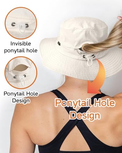 FURTALK Women Sun Hat with Ponytail Hole, UPF 50+