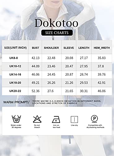 Dokotoo Womens Fuzzy Fleece Hooded Cardigan UK S-XXL