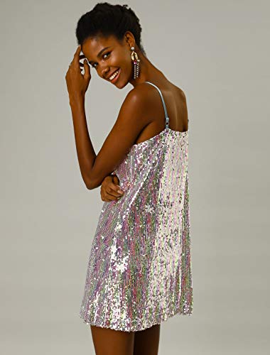 Allegra K Women's Glitter Sequin Mini Dress