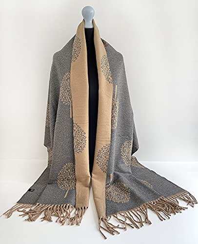 Cashmere Tree Life Reversible Scarf - Large Wrap, Warm