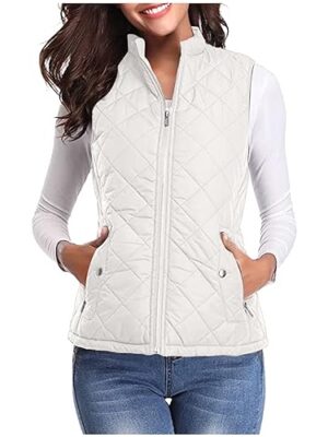 NSICBMNO Women's Quilted Gilet with Zip Pockets