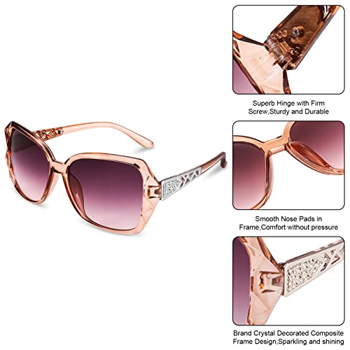FRIUSATE 3 Pcs Women’s Vintage UV400 Oversized Sunglasses