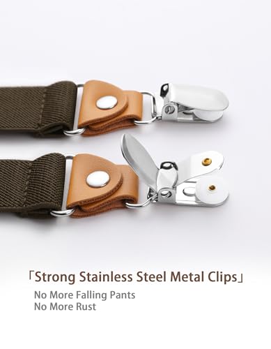 HISDERN Mens Braces with Strong Metal Clips Suspenders