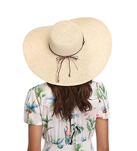 Lanzom Womens Wide Brim Straw Hat UPF 50+