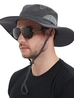 Wmcaps Men's Wide Brim UPF 50 Sun Hat, Mesh UV Protection