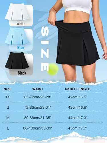 Monbessi Women's Tennis Skirt with Pockets, Elastic Waist