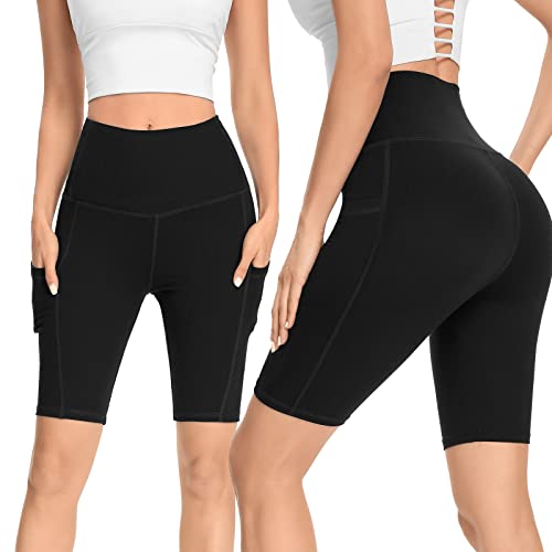 DDOBB Women's Cycling Shorts with Pockets, High Waist