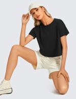 CRZ YOGA Women's Short Sleeve Gym Crop Top