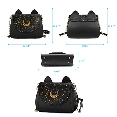 Luna Sailor Moon PU Leather Crossbody Bag - Black