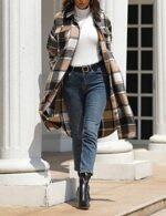 Sukany Women's Casual Wool Blend Plaid Shirt Jacket