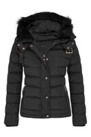 shelikes Women's Quilted Winter Coat with Faux Fur Hood