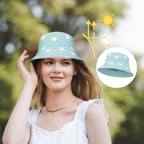 Partideal 2Pack Reversible Cotton Bucket Hat, Daisies Print
