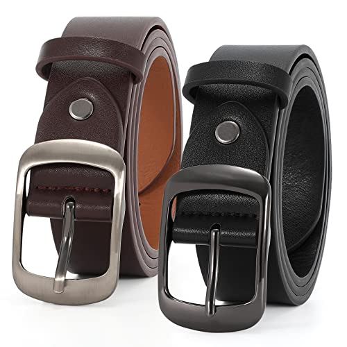 JASGOOD 2 Packs Women Leather Belts for Jeans Fashion
