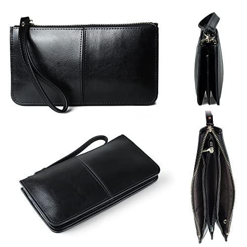 befen Leather Wristlet Bag with Tassel & Card Slots
