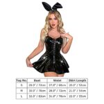 IBAKOM Women Holographic PVC Chain Bra & Skirt Costume