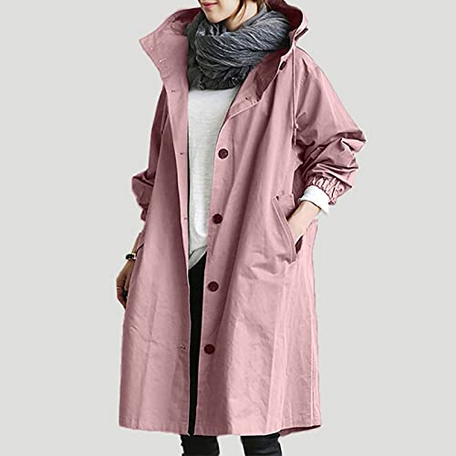 AMhomely Women's Waterproof Hooded Raincoat, S-5XL