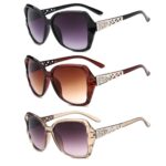 YFHUVB 3 Pcs Women Vintage UV400 Oversized Sunglasses