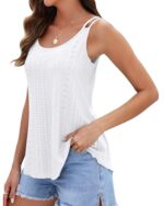 WNEEDU Women's Summer Sleeveless Eyelet Embroidery Top