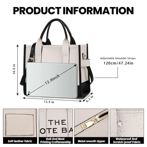 Gflyyue Women's Large PU Leather Tote Bag with Strap