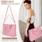 Cidumoa Pink Corduroy Tote Bag with Zipper, Large Capacity