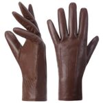 Harssidanzar Women's Leather Gloves, Winter Cashmere