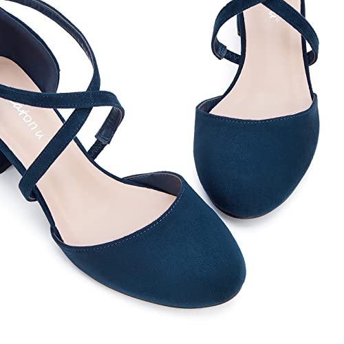 Greatonu Womens Mid Heel Chunky Dress Sandals