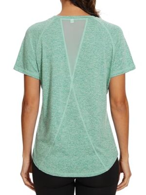 Gyabnw Women's Sports T-Shirt Back Mesh Loose Fit