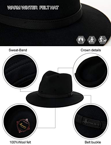 Comhats Stylish Wool Fedora Hat: Wide Brim, Trilby Fashion