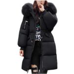 Women's Mid-length Down Puffer Coat with Fur Hood, UK 10-18