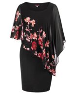 Hanna Nikole Plus Size Cape Chiffon Cocktail Dress