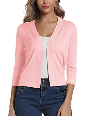 Women's Elegant 3/4 Sleeve Cropped Shrug Cardigan