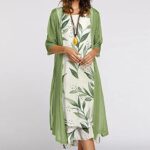 Women's Casual Floral Print Chiffon Dress Set, Plus Size