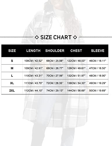 Sukany Women's Casual Wool Blend Plaid Shirt Jacket
