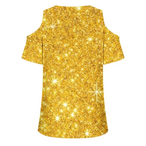 HAOLEI Cold Shoulder Floral V-Neck Short Sleeve Top
