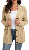 GRECERELLE Women's Long Chunky Knit Cardigan with Pockets
