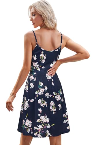 STYLEWORD Women's V Neck Floral Midi Sundress with Pockets