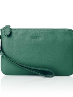 befen Small Leather Clutch Bag - Forest Green