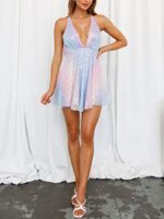 Women Sparkly Tassel Sequin Mini Dress