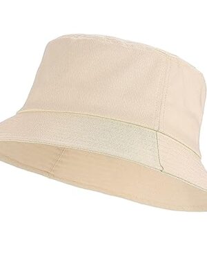 Ramoni Foldable Summer Bucket Hat for Men & Women (Beige)