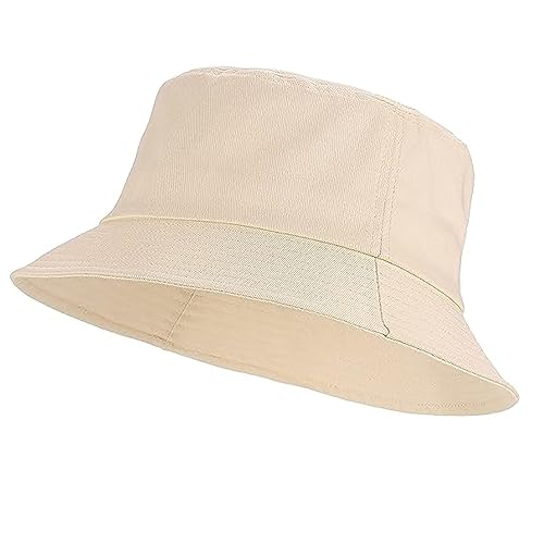 Ramoni Foldable Summer Bucket Hat for Men & Women (Beige)