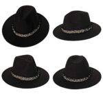 JK Home Wide Brim Fedora Hat - Felt Panama Cap - 2pcs