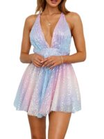Women Sparkly Tassel Sequin Mini Dress