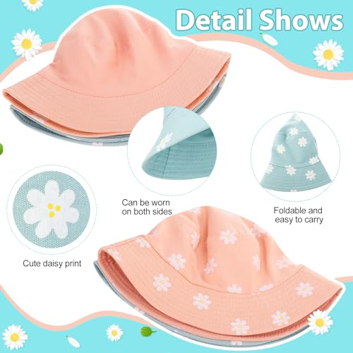 Partideal 2Pack Reversible Cotton Bucket Hat, Daisies Print