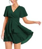 PCEAIIH Women's Short Sleeve V-Neck Skater Dress