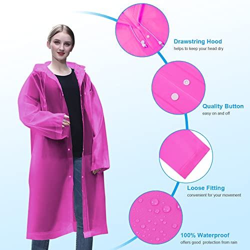 Vicloon Waterproof Adult Poncho, 2PCS, Reusable, with Hoods