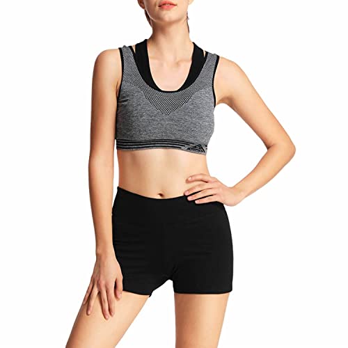 4How Women's High Waisted Yoga Gym Shorts Black