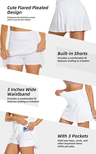 Betaven Women's Pleated Tennis Skirt with Pockets
